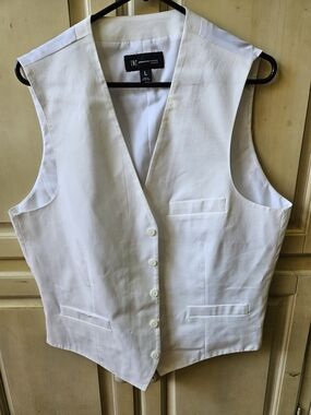 Men's White Button Down Vest